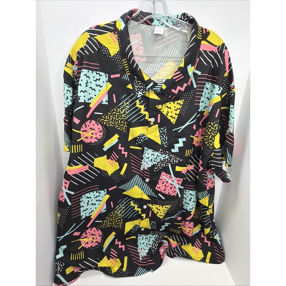 Mens Abstract Shirt Geometric Saved By The Bell Theme Size 3XL - '90s Party Look - Picture 7 of 14